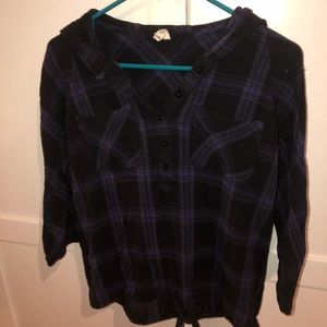 Free People hooded flannel